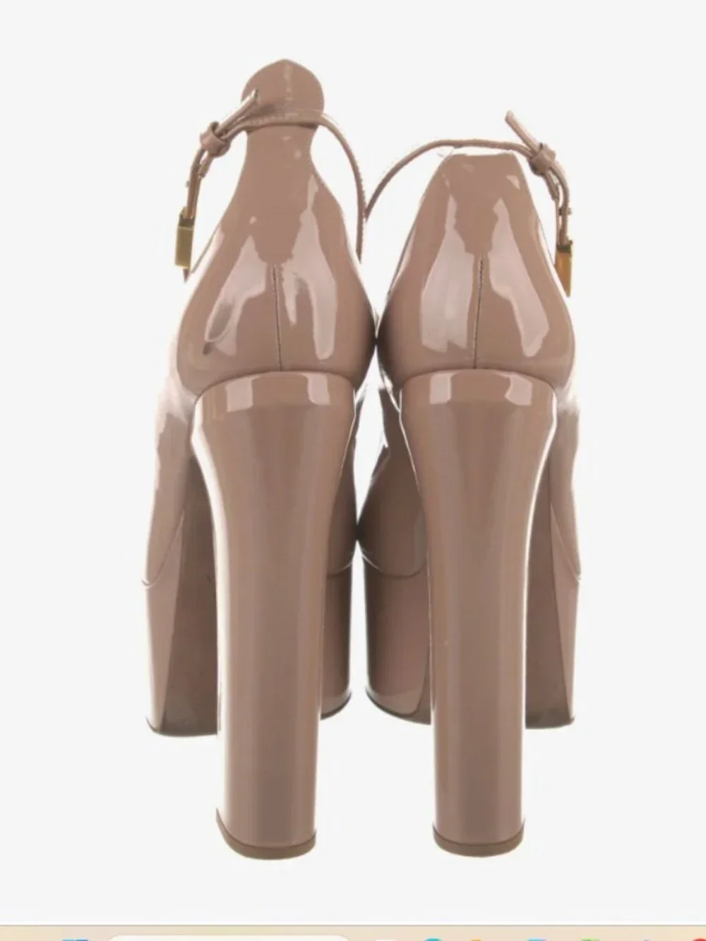 Valentino Tan-Go VLogo Platform Pumps Heels Nude 155 Patent Size 39.5 US 9.5
